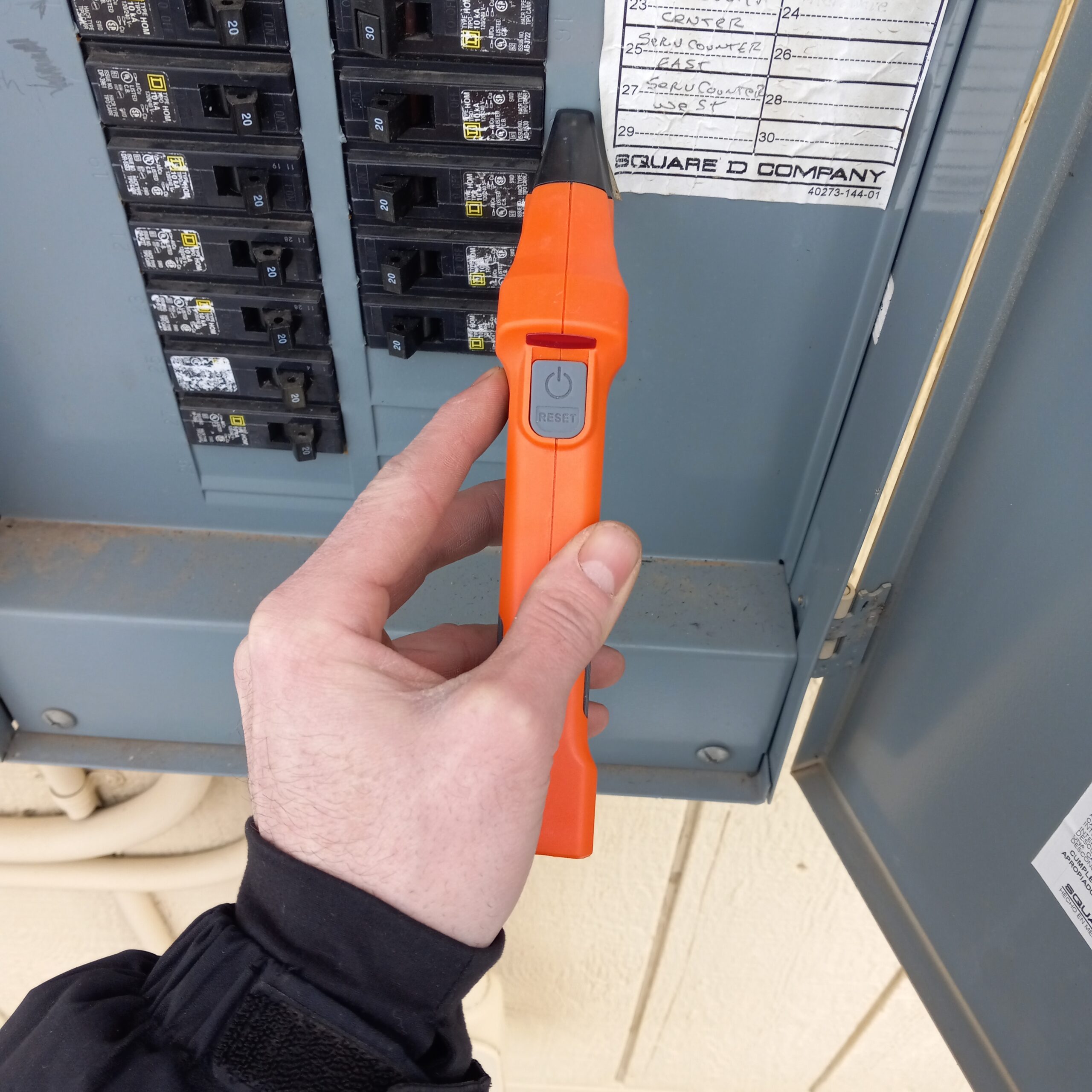 Scanning the breaker to find the correct one to shut off