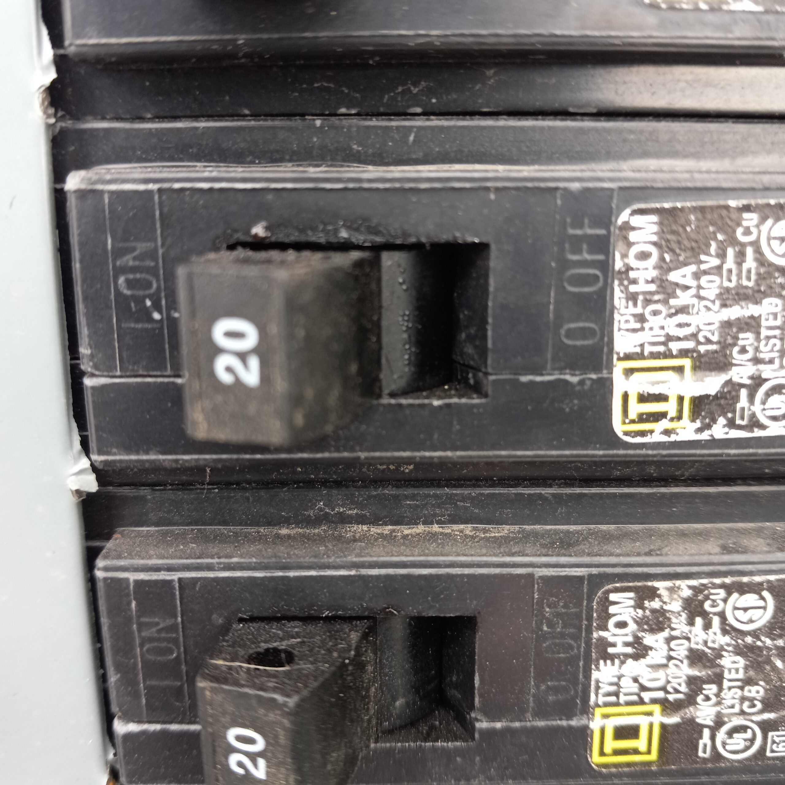 Breaker in the on position